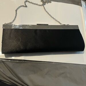 Black Clutch with Silver Chain